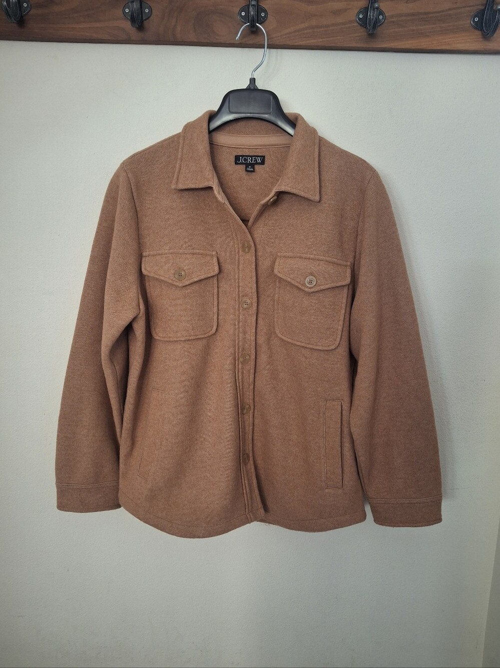 J CREW Camel Tan Button - Front Shirt  Jacket (Shacket)  -  Size M